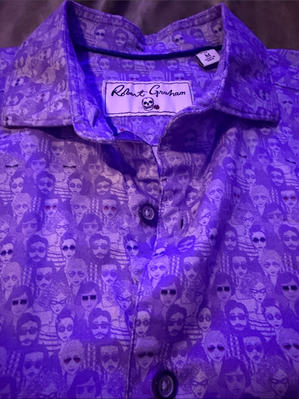 Robert Graham Purple Micro Skull Print Button-Down Shirt